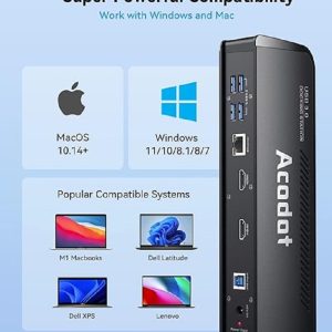 داک استیشن آکودات Docking Station with 2 HDMI Ports Acodot 13 in 1 USB 3.0