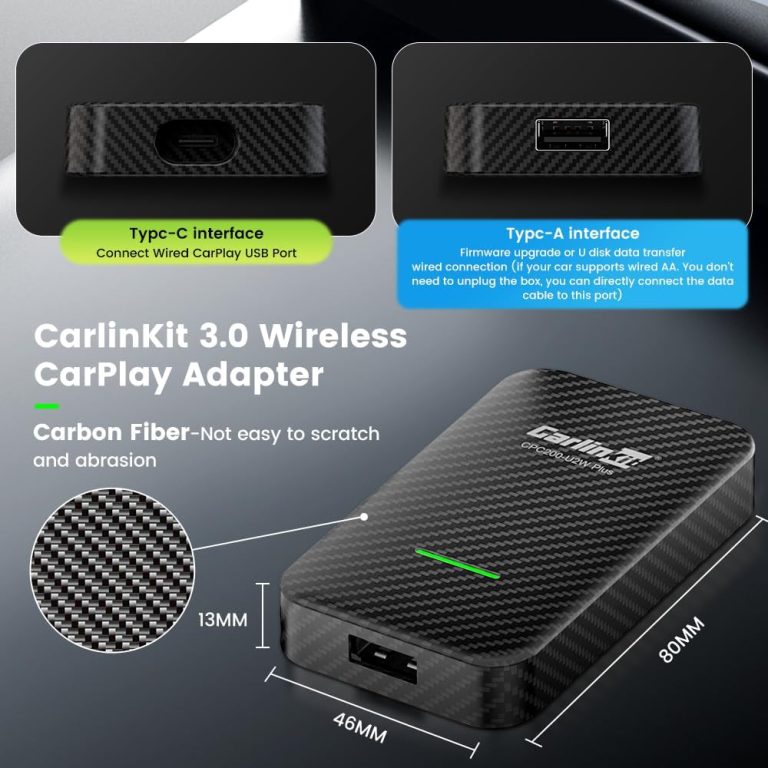 آداپتور Carlinkit 3.0 Wireless Apple CarPlay، سازگار با تمام خودروهای  کارخانه Apple CarPlay، CarPlay Wireless Dongle Wired to Wireless CarPlay،  CPC200-U2W-Plus Black، به روز رسانی آنلاین - پیران گجت